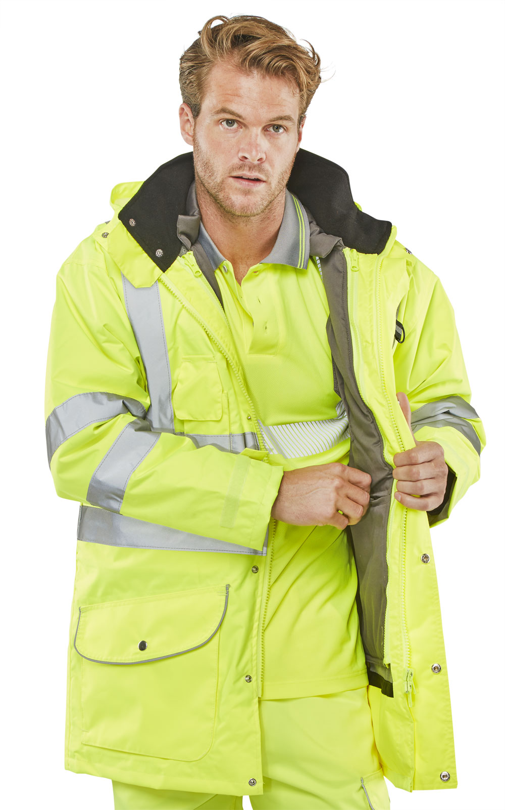 Beeswift Elsener Hi-vis 7-in-1 Jacket And Bodywarmer Waterproof Saturn 