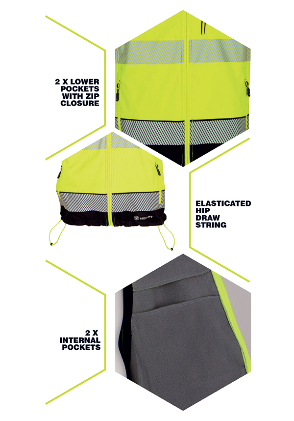 Beeswift Deltic Two-Tone Hi-Vis Softshell Rail Bodywarmer SATURN YELLOW ...