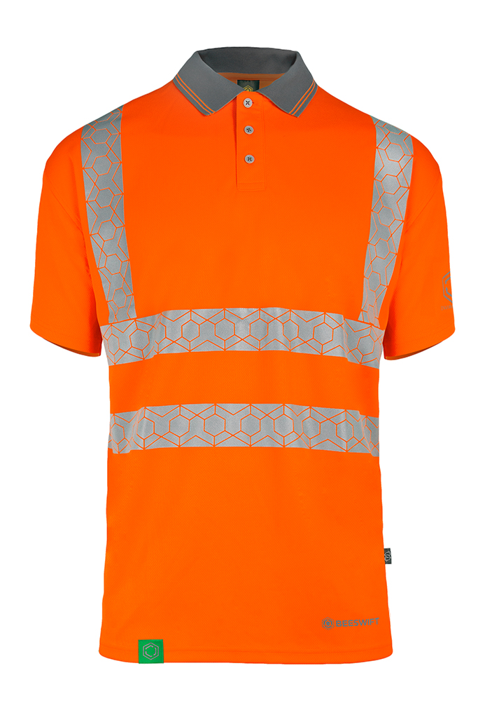 Beeswift Envirowear Hi Vis Short Sleeve Recyclable Polo Shirt Orange