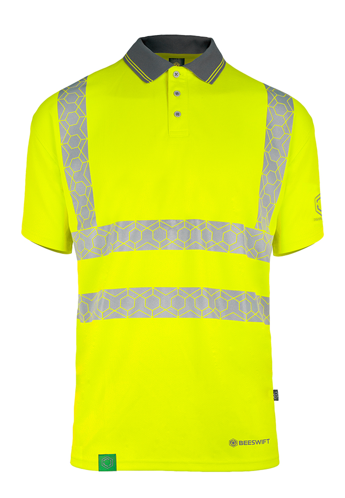 Beeswift Envirowear Hi Vis Short Sleeve Recyclable Polo Shirt Saturn